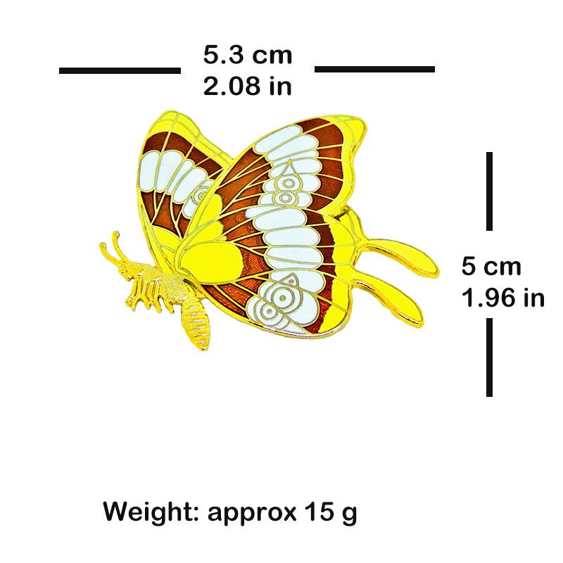 cloisonne butterfly brooch, Hard enamel brooch