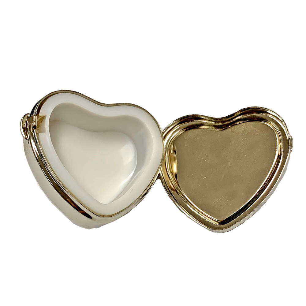 decorative pill box | metal pillbox | cloisonne small heart shaped pill box