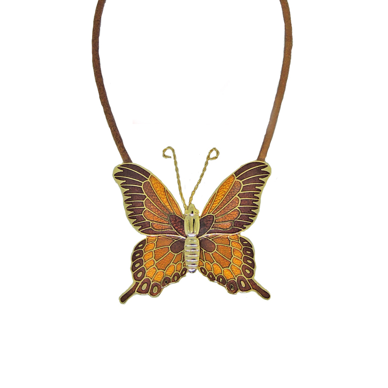 colorfast enamel butterfly necklace